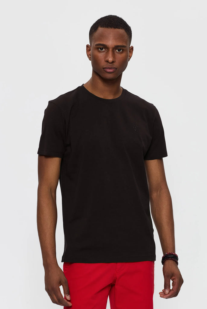 Marco Frank - Marceau: T-shirt Avec Écusson Logo en Silicone Ton Sur Ton - Noir