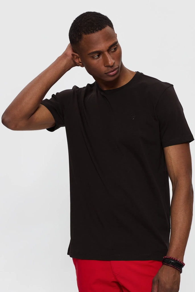 Marco Frank - Marceau: T-shirt Avec Écusson Logo en Silicone Ton Sur Ton - Noir