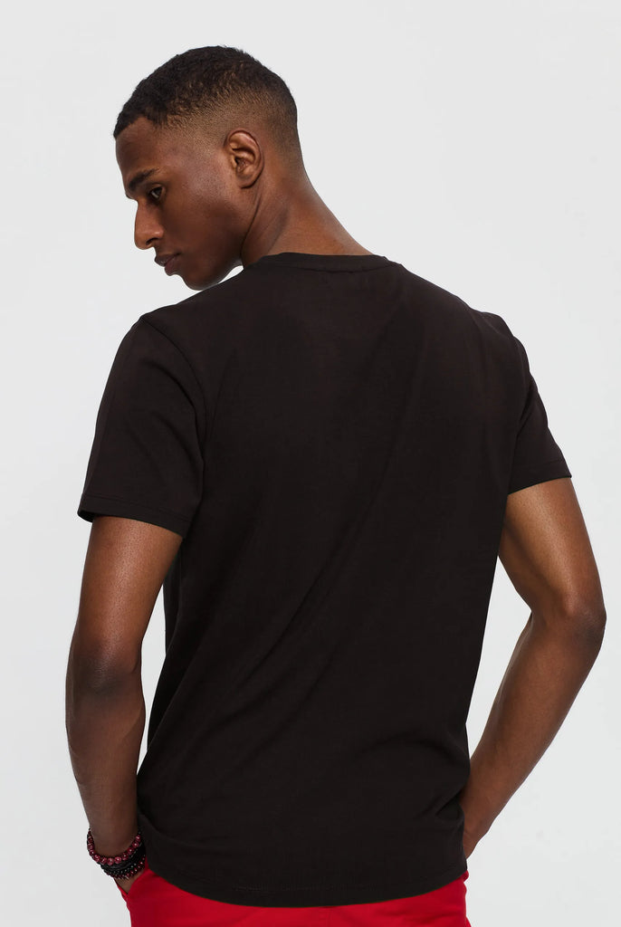 Marco Frank - Marceau: T-shirt Avec Écusson Logo en Silicone Ton Sur Ton - Noir