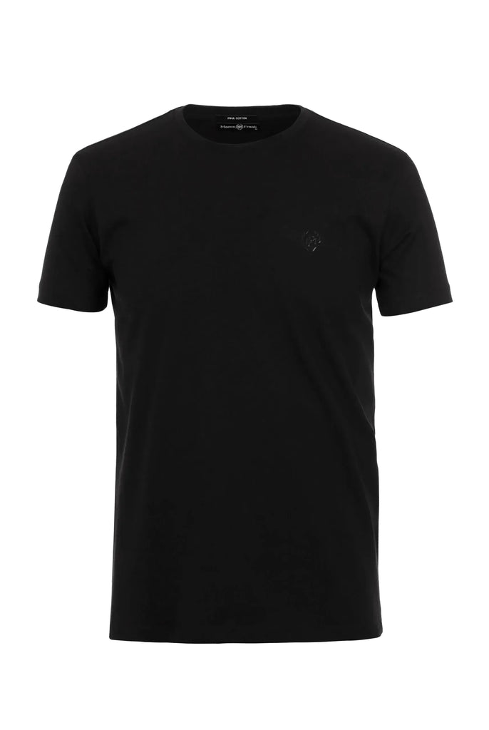 Marco Frank - Marceau: T-shirt Avec Écusson Logo en Silicone Ton Sur Ton - Noir