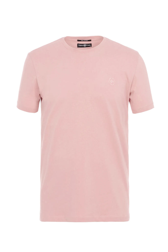 Marco Frank - Marceau: T-shirt Avec Écusson Logo en Silicone Ton Sur Ton - Bleu Rose