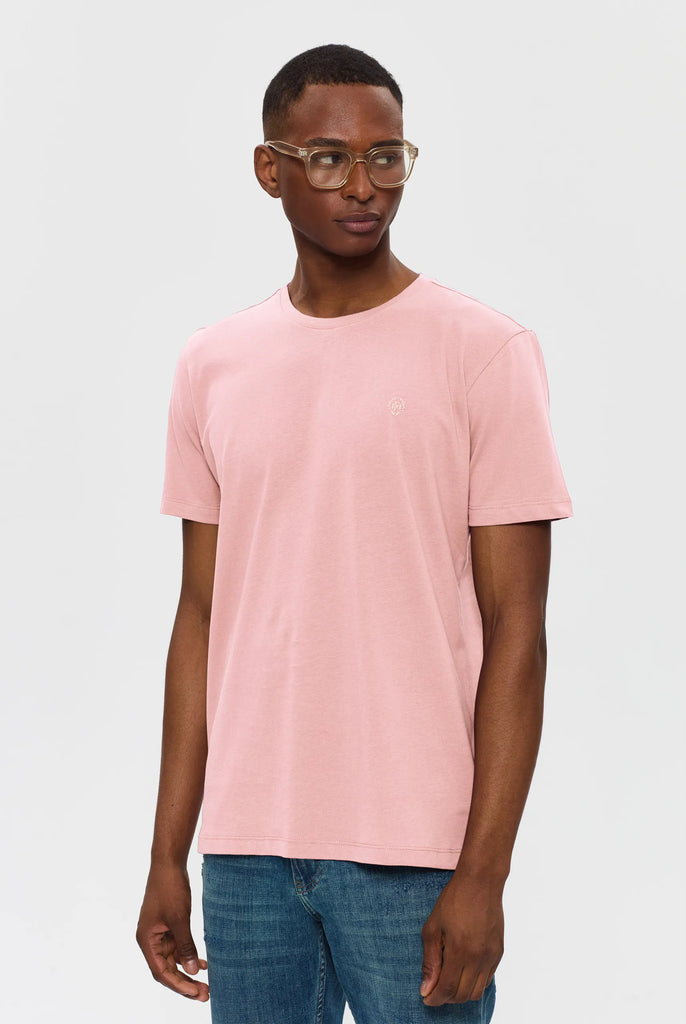 Marco Frank - Marceau: T-shirt Avec Écusson Logo en Silicone Ton Sur Ton - Bleu Rose