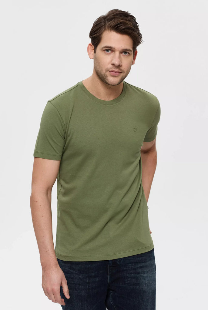 Marco Frank - Marceau: T-shirt Avec Écusson Logo en Silicone Ton Sur Ton - Kaki