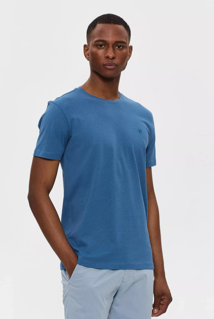 Marco Frank - Marceau: T-shirt Avec Écusson Logo en Silicone Ton Sur Ton - Indigo