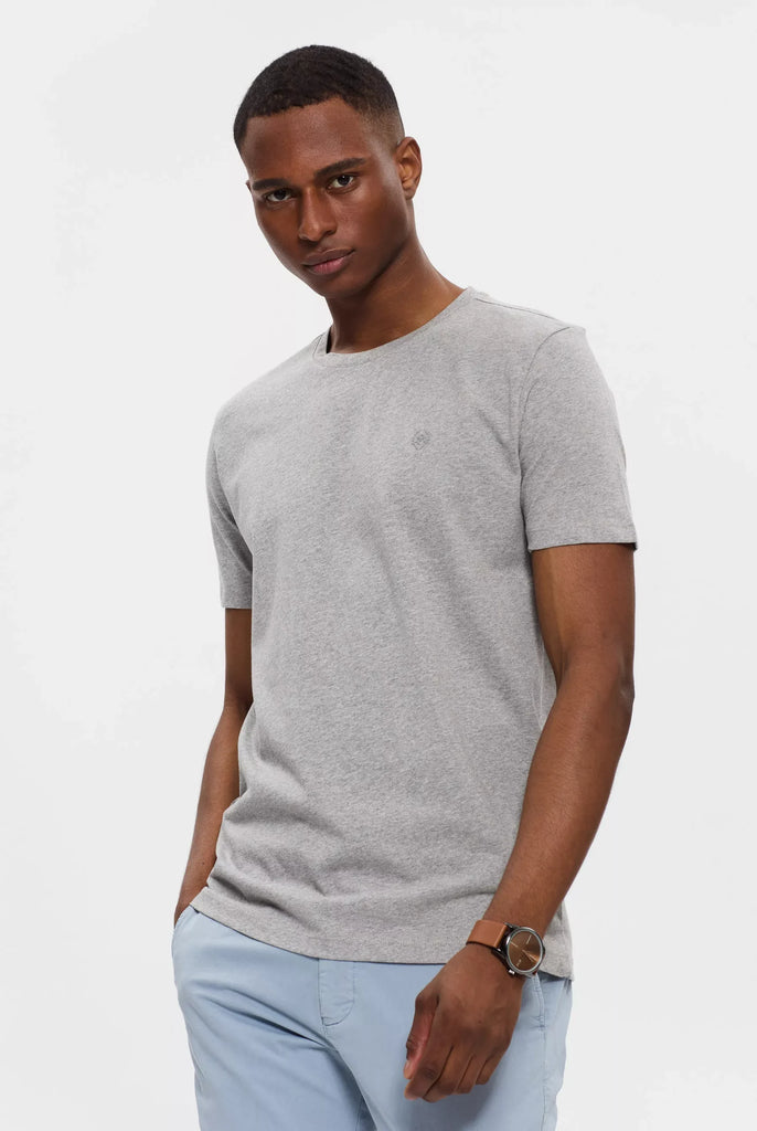 Marco Frank - Marceau: T-shirt Avec Écusson Logo en Silicone Ton Sur Ton - Gris