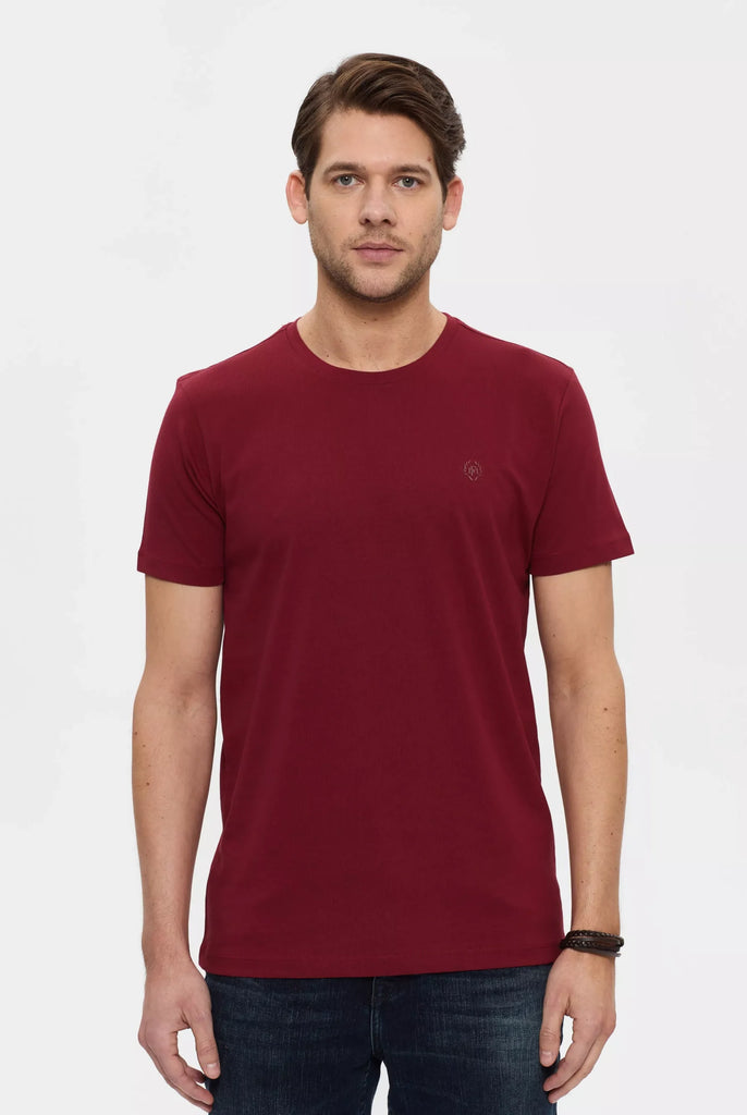 Marco Frank - Marceau: T-shirt Avec Écusson Logo en Silicone Ton Sur Ton - Rouge