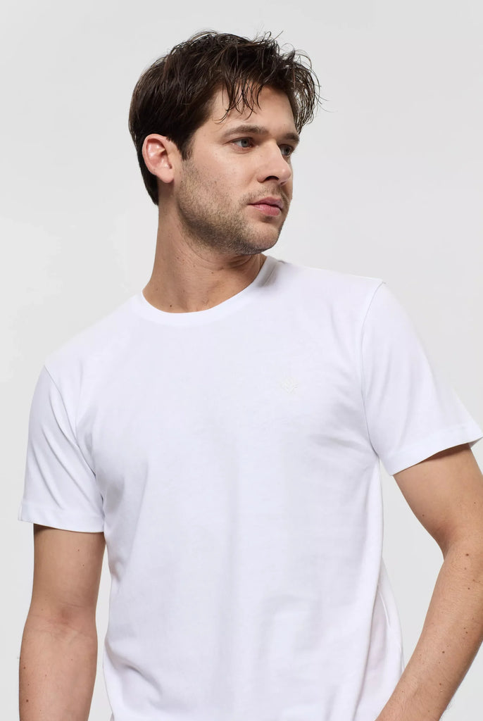 Marco Frank - Marceau: T-shirt Avec Écusson Logo en Silicone Ton Sur Ton - Blanc