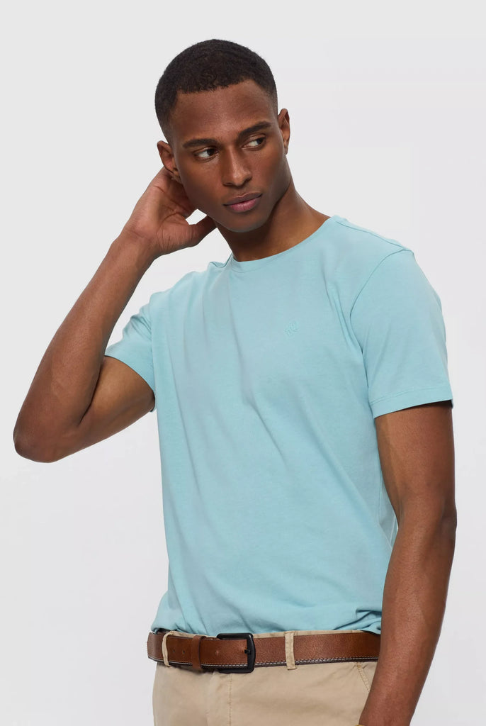 Marco Frank - Marceau: T-shirt Avec Écusson Logo en Silicone Ton Sur Ton - Bleu