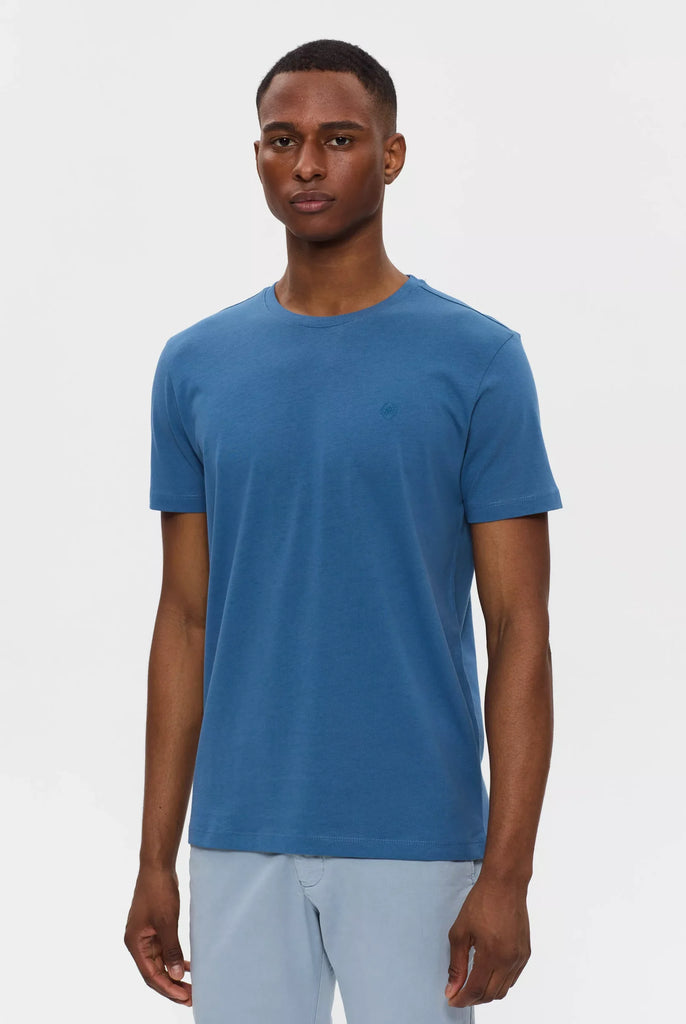 Marco Frank - Marceau: T-shirt Avec Écusson Logo en Silicone Ton Sur Ton - Indigo