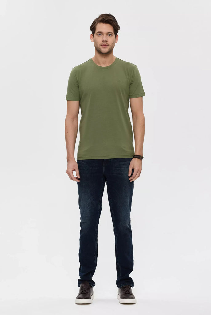 Marco Frank - Marceau: T-shirt Avec Écusson Logo en Silicone Ton Sur Ton - Kaki