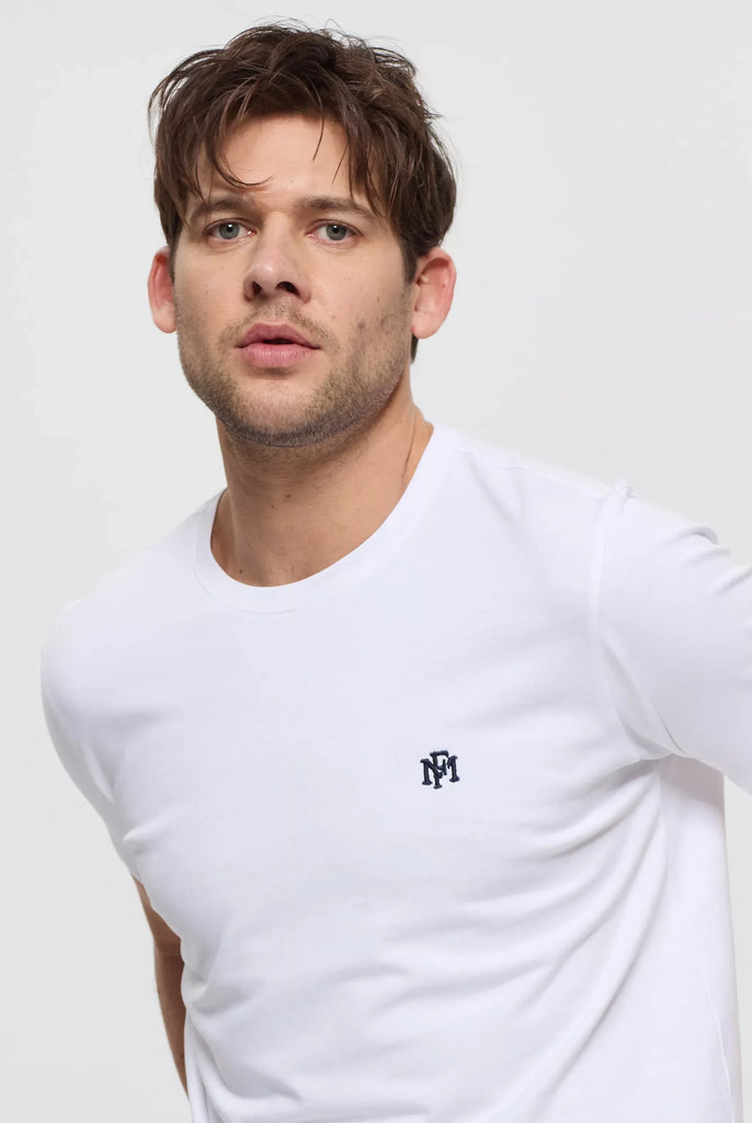 Philippe: T-shirt Avec Monogramme Brodé Logo MF - Marco Frank